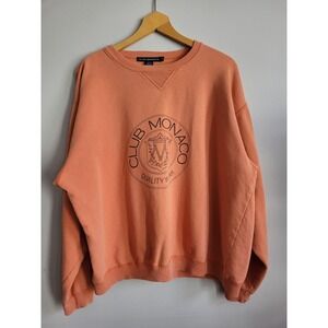 Vintage Club Monaco Crewneck Sweatshirt Heritage Crest 90s Big Logo Orange XL